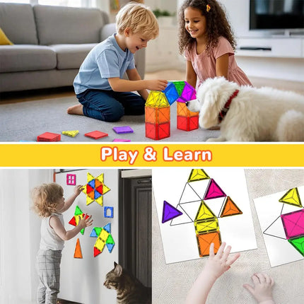 Small Magnetic Building Blocks, Magnetic Tiles Toy, Magnetic Tile Construction Toy, Best Gift