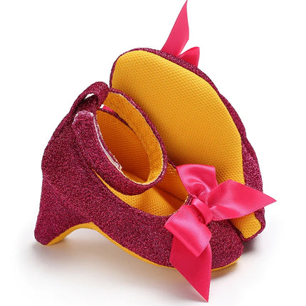 Spring Autumn Girl Baby Children's Shoes with Beautiful Bow Detail High Heels Design for Little Princess Footwear