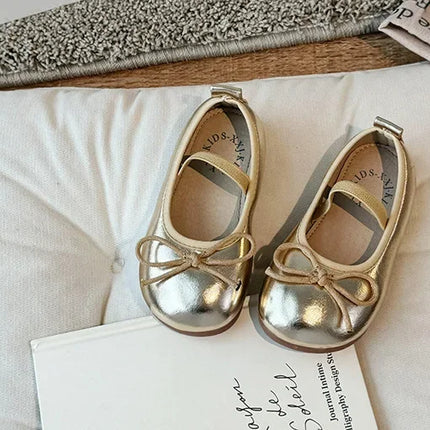 2024 Spring&Autumn Children's Little Leather Shoes for Girls Korean Girls' Soft Sole Bow Anti Slip Fashion Princess Single Shoes