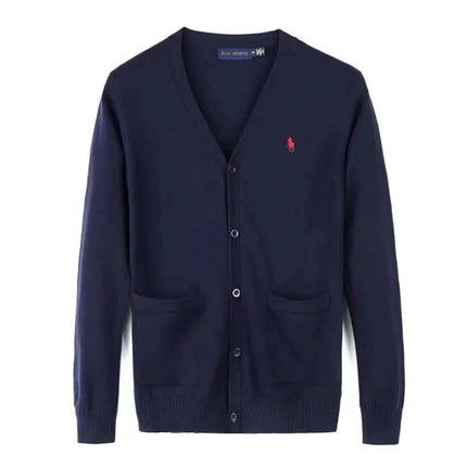 Winter New Style RL Horse Logo Men's Knitted Sweater Button Cardigan Business Casual Cotton Sweater Breathable Machine Washab...