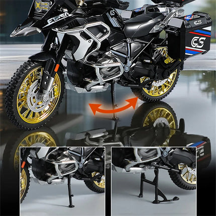 1/10 R1250 GS ADV Alloy Racing Motorcycle Diecast Street Sports Motorcycle Model Simulation Sound Light Collection Children Gift