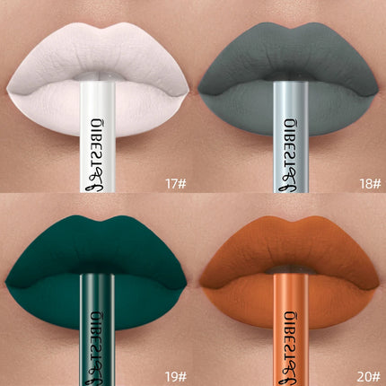 QIBEST Liquid Lipstick Waterproof Velvet Nude Matte Sexy Red Lip Gloss Long Lasting Nonstick Lip Stain Makeup 24 Colors Hots