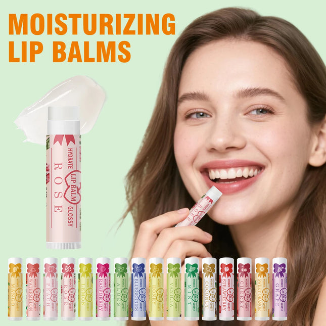 16-piece fruit-flavored lipstick set - long-lasting, moisturizing, suitable for all skin types, colored lip care