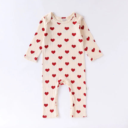 0-24M Heart Print Baby Girl Romper 100% Cotton Newborn Kid Baby Clothes Long Sleeve Jumpsuit Cute Sweet Princess Outfit
