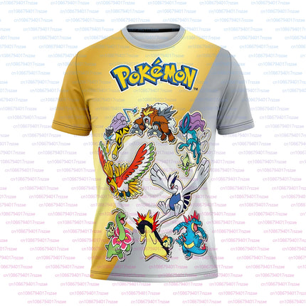 Pokémon Animation Derivatives Pikachu Elf 3D Printing T-shirt Men's and Women's Summer Oversize Loose Street Trend Boys Tees
