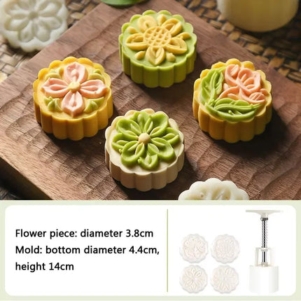 Mooncake Mold Plastic Hand-Pressure Cookie Stamps Flower Cherry Lion Pattern Plungers Pastry Decoration Tool Mid-Autumn Festival