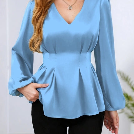 Women's Pleated Shirt | Sexy Slimming Design, Long-Sleeve Elegant Style, Cinched Waist Skirt Top