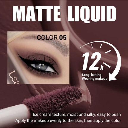 Eyes Makeup 8pcs Matt Liquid Eye Shadow Set Ice Cream Texture, Moist and Silky, Easy To Color and Long-lasting Natural Eyeshaow