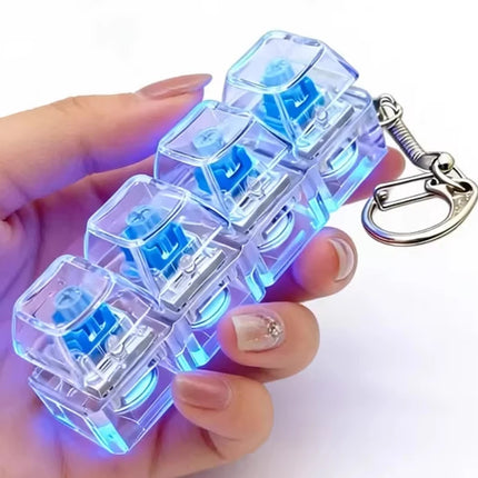 LED Light-Up Keychain Keyboard Clickable Button Fidget Toy for Stress Anxiety Relief Portable Desk Accessory Office Decor Gift