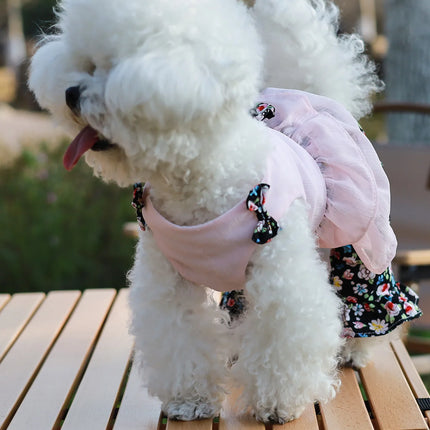 Small Fresh Floral Pet Four-Legged Jumpsuit Teddy Little Dog Princess Dress Spring/Summer Thin Clothes Pet Bibi Bear Marzis