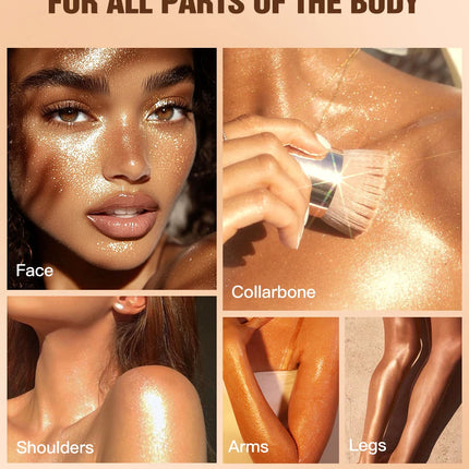 Body Shimmer Oil Liquid Highlighter Long Lasting Sequin Illuminating Moisturizing Highlight Facial Contour Brightening Makeup