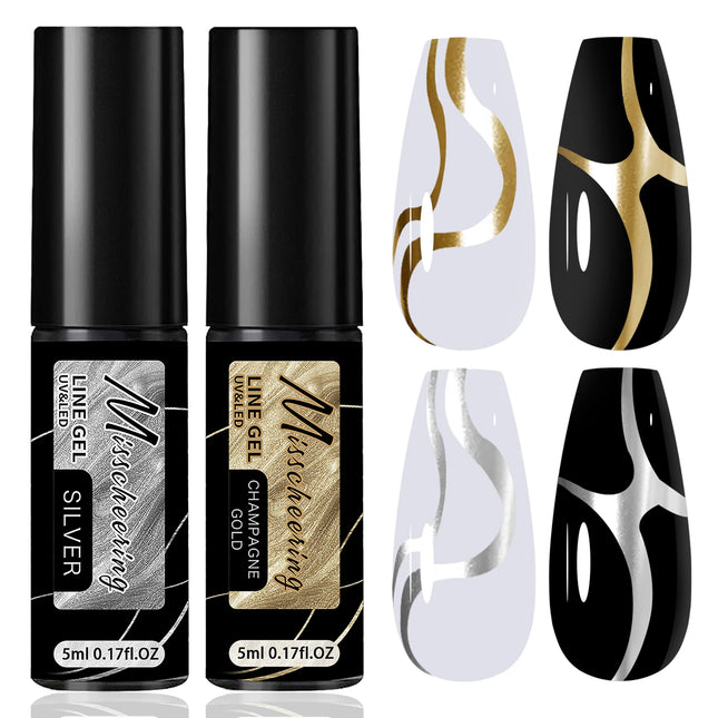 1/2/3pcs Super Bright Mirror Pull Line Graffiti Painting Stripe Gel Nail Polish 5ml Metallic Liner Gel Semi-Permanent Nail Art