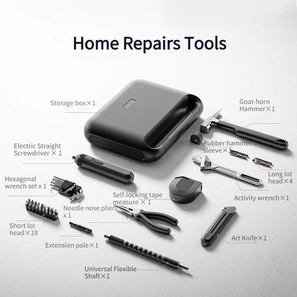 Mijia Power Tool Combo Kits Electric Screwdriver Self-lock Tape Measure Pliers Wrench Home Household DIY Hand Tool Kits