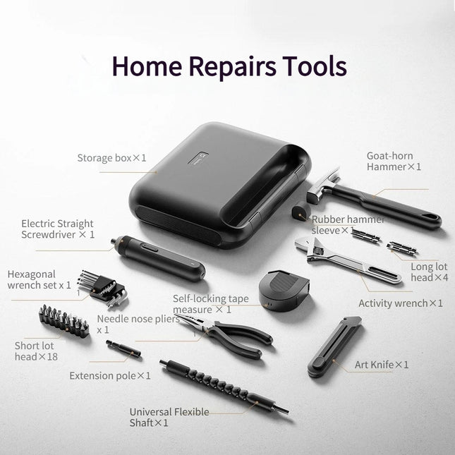 Mijia Power Tool Combo Kits Electric Screwdriver Self-lock Tape Measure Pliers Wrench Home Household DIY Hand Tool Kits