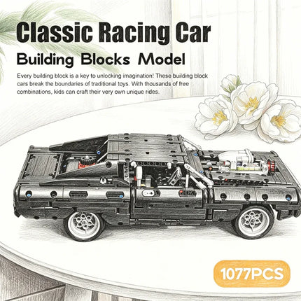 1077PCS Technology Racing Car Building Blocks Set DIY Creative Puzz Assemble Bricks Toys for Kids Boys Adults Gift for Christmas