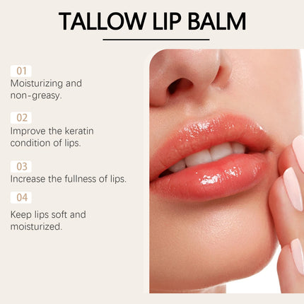 Tallow Lip Balm Ultra Nourishing Non-Greasy Softening Fade Lip Lines Remove Dark Anti-Cracking Moisturizing Lip Care