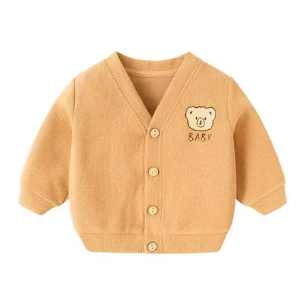 Autumn Winter Baby Knitted Cardigan Sweater Cartoon Bear Long Sleeved Tops Kids Clothes Children Jacket Toddler Warm Coat 3-24M