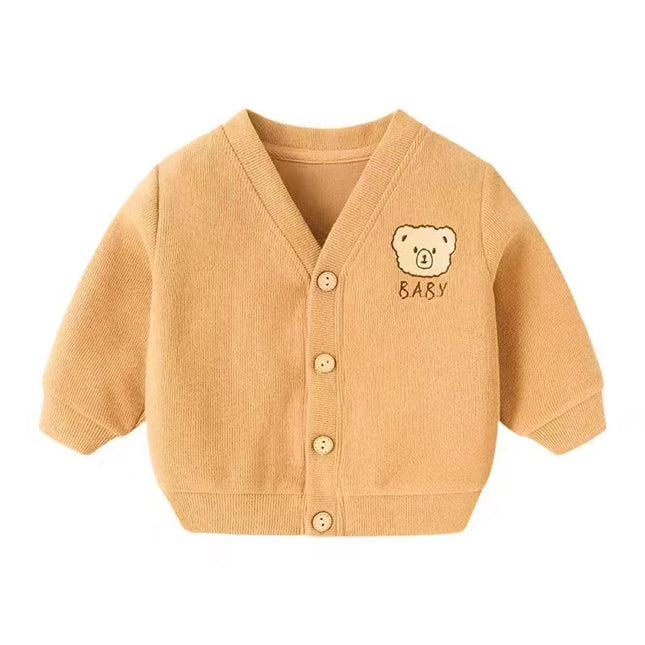 Autumn Winter Baby Knitted Cardigan Sweater Cartoon Bear Long Sleeved Tops Kids Clothes Children Jacket Toddler Warm Coat 3-24M