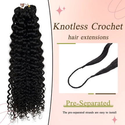 Deep Wave Feather Crochet Human Hair Pre-Separated Knotless Crochet Human Hair Extensions For Braiding Natural Color 50 Strands