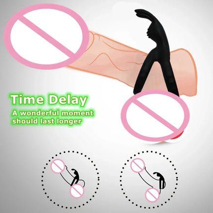 2 in 1 Men's Silicone Penis Ring Clitoris Stimulator Cock Ring Ejaculation Delay Penisring Erection Ring for Men Couples