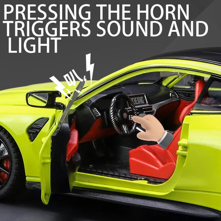 1:24 Scale M4 Sedan Car Vehicle Model Alloy Toys Boys Pull Back Diecast Metal Gift Sound Light Collect Premium Kids Auto  One Pi