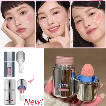 AZTK Liquid Blush Korean Style Makeup Matte Waterproof Brighten Face Peach Pink Purple Jelly Color Blusher Nude Rubores Rouge