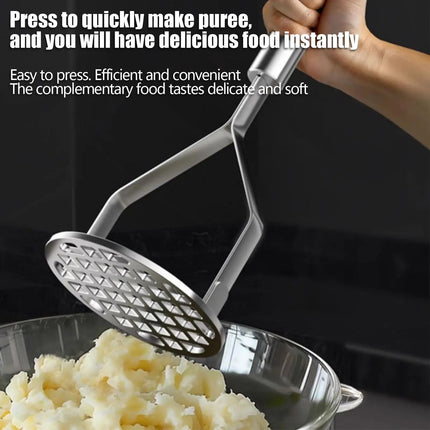 Mash Potatoes Masher Manual Stainless Steel Food Masher Heavy-Duty Mashing Utensil Kitchen Gadget Manual Potatoes Ricer for Bean