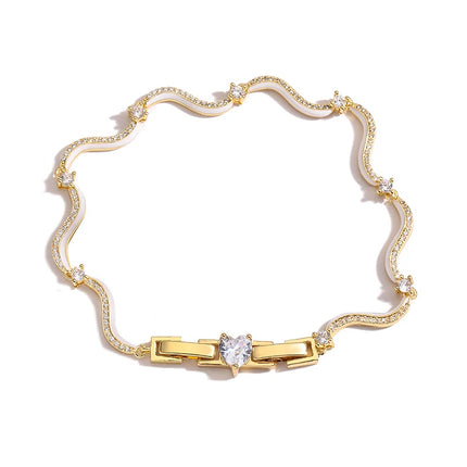 18K Gold Plated Fashion Enamel Chains Necklace Bracelet Jewelry Sets Brass Chain Wave Multicolor Women Wholesale Wedding Gifts