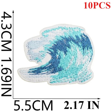 10PCS Couple BULK Vacation Embroidery Cloth Sticker Summer Beach Patch Clothes Decoration Swimming Ring Beach Ball Computer