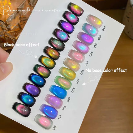 Double Light Romantic Cat Eye Magnetic Gel Nail Polish Sparkling Rainbow Colorful Soak Off Nail Art Gel Varnish Semi Permanent
