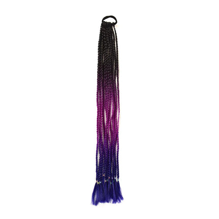 Braided Ponytail Extension Synthetic Colorful Hair Extension For Women 24inch Rainbow Hair Braids Extensions