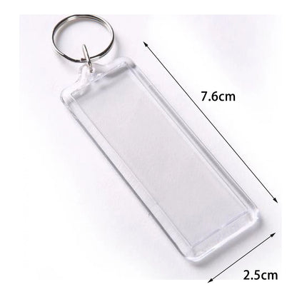 Photo Frame Keychian Acrylic Rectangle Insert Picture Frame Keyring Key Holder DIY Split Ring Gift for Women Ladies Girls