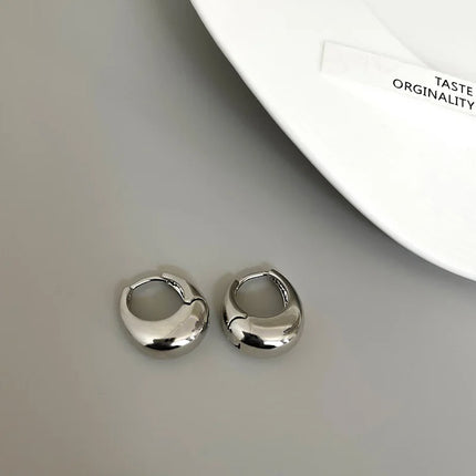 Stainless Steel Smooth Metal Chunky Hoop Earrings For Women Girls Fashion Round Circle Hoops Statement Earrings Punk Jewelry