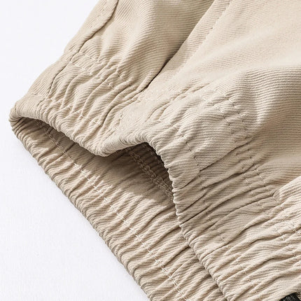 Men's Summer New Cargo Shorts Loose Plus Size Drawstring Casual 5 Inch Shorts Multi-Pocket Fashion Versatile Sports Beach Pants