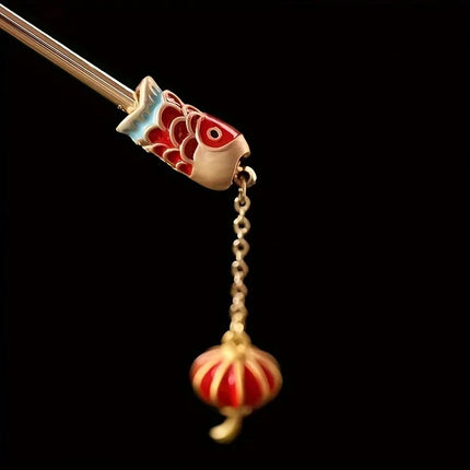 Chinese Style Koi Carrying Lanterns Auspicious Lucky Steps Shaking Ladies' Hairpins Ancient Style Elegant Hair  Hairpins