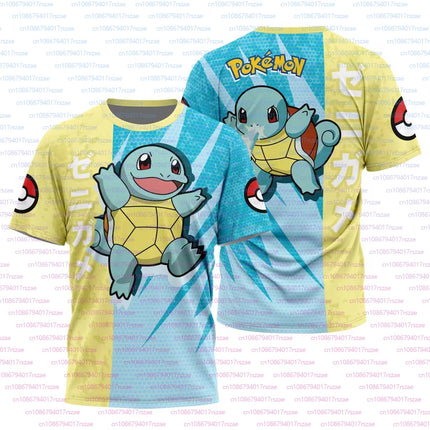 New Super Cute Figure Pokémon Anime 3D Printed Boys T-shirt Summer Men's Snorlax Squirtle Trend Loose Casual Short Sleeved Tops