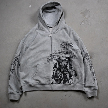 Harajuku Jojo Bizarre Adventure Hoodies Women Moody Blues Zip-Up Anime Hoodie Hip Hop Couples Y2k Street Sweatshirt Men Clothing
