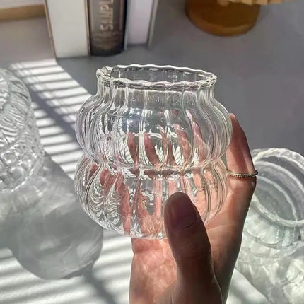 Transparent Glass Cup Exquisite Heat-resistant Tumbler Tea Juice Milk Coffee Mug Water Glasses Stripe Mug Drinkware 350ml-865ml