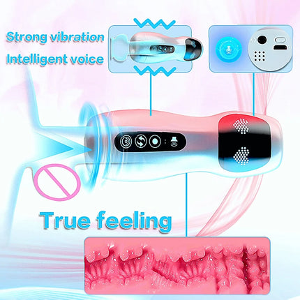 Silicone Automatic Male Masturbator Cup Provides Endurance Exercise Through Vibration Blowjob Functions As Penis Trainer Toy