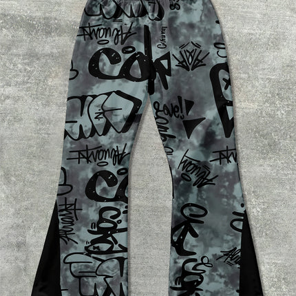 Y2k Flared Pants Men Loose 3D Print Trousers Casual Sweatpants Mid Waist Sporty Female Clothes Streetwear Hip Hop Vintage Pants