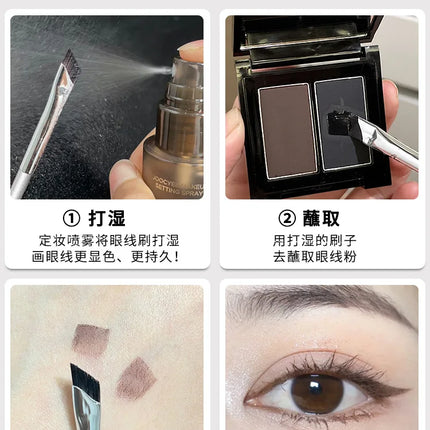 2 Color Eyeliner Powder Palette Matte Eyebrow Portable Longlasting Quick Dry Smooth Black Brown Eye Shadow Makeup Cosmetics 7g