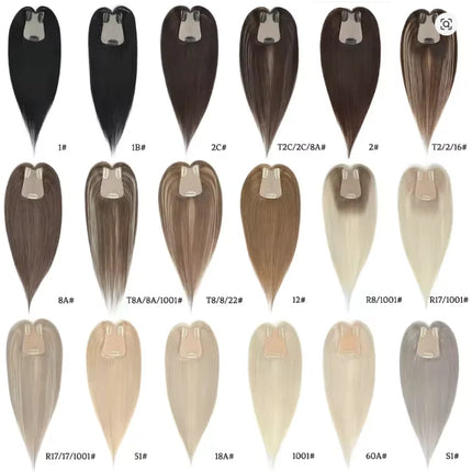 12 Inch 30cm Brazilian Human Hair Topper with 7x11 Swiss Lace Base Invisible Scalp Clip on Natural Blend for Thin Crown Hair
