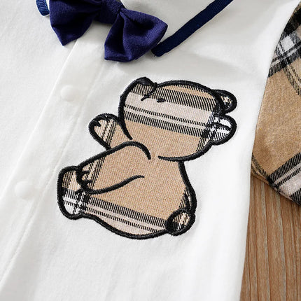 Newborn Clothes Gentleman Bear Embroidered Cotton Comfortable 0-18 Boys And Girls Spring And Autumn Long Sleeved Baby Jumpsuit