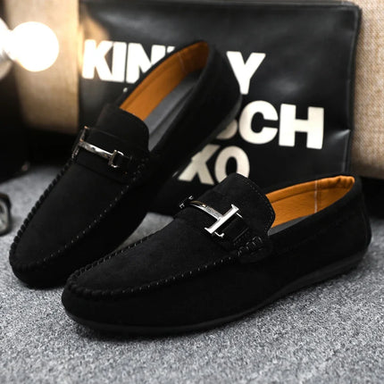 2025 Spring and Autumn driving soybean shoes business casual men's shoes versatile comfortable work shoes black and grey