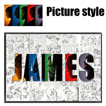 Personalised Custom NAME Word Art Print Marvel Superhero Character Posters Avenger Canvas Painting Wall Art Customize Home Decor