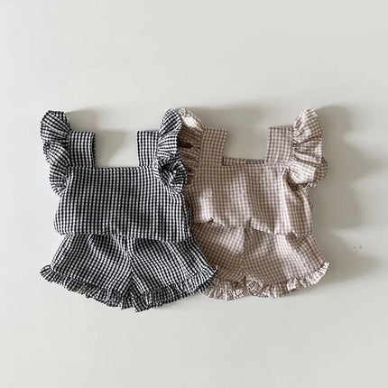 MILANCEL 2026 Summer Baby Clothing Set Toddler Ruffle Tee and Shorts 2Pcs Girls Suits Ruffle Tee Set