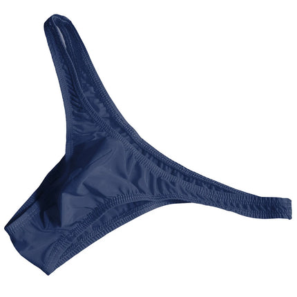 Men’s Ice Silk High Stretch Thong Panties Lingerie Sexy Crotch Bulge Pouch G-string Underpants Solid Color Comfortable Briefs