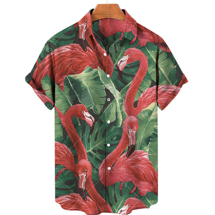 Men's casual shirt plant printed summer clothing Hawaiian short sleeved 2023 medieval vintage beach vacation top