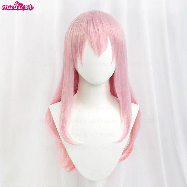 High Quality Super Sonico Supersonico Cosplay Wig 60cm Long Pink Ombre Heat Resistant Synthetic Hair Anime Wigs + Wig Cap