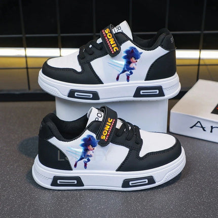 Anime Sonic Tennis Shoes Kawaii Sonic Sport Shoes Cartoon Sonic White Basket Shoes 4-12 Y Sonic Casual Sneakers Size 21-37